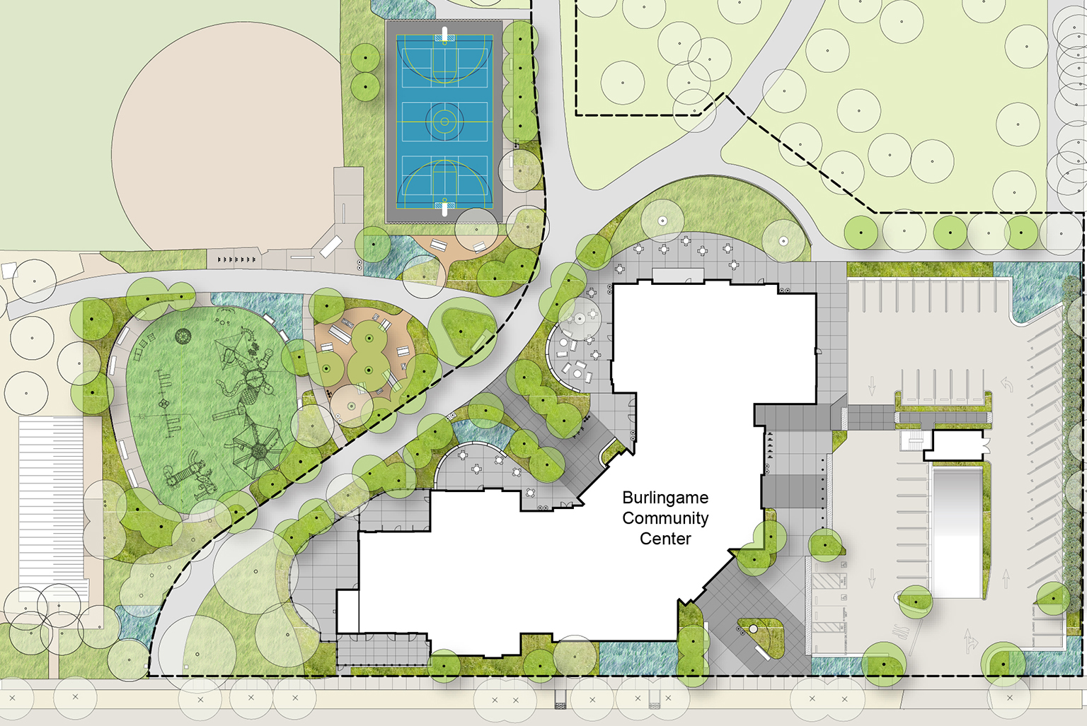 Burlingame Community Center and Washington Park Playground