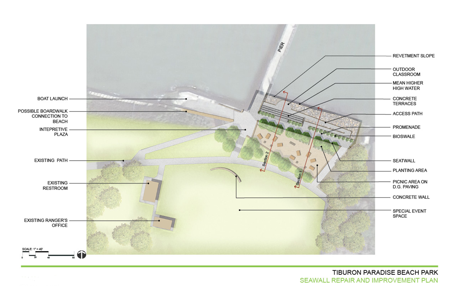 Tiburon Paradise Beach and Seawall